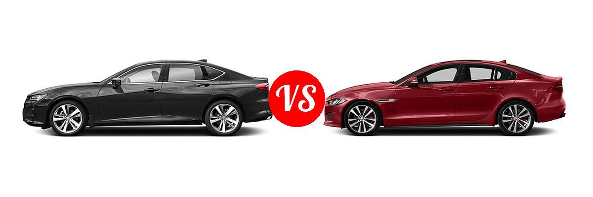 2022 Acura TLX Sedan FWD / SH-AWD vs. 2018 Jaguar XE Sedan S - Side Comparison