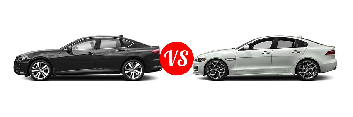 2022 Acura TLX Sedan FWD / SH-AWD vs. 2018 Jaguar XE Sedan 25t R-Sport / 30t R-Sport / 35t R-Sport - Side Comparison