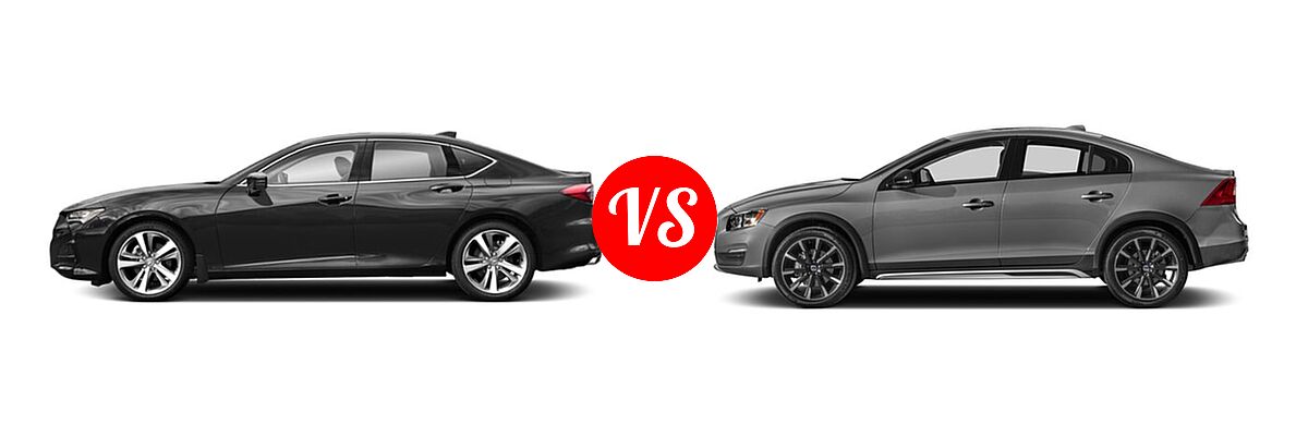 2022 Acura TLX Sedan FWD / SH-AWD vs. 2018 Volvo S60 Cross Country Sedan T5 AWD - Side Comparison