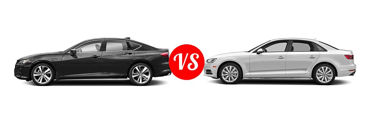 2022 Acura TLX Sedan FWD / SH-AWD vs. 2018 Audi A4 Sedan Premium / Premium Plus / Prestige - Side Comparison