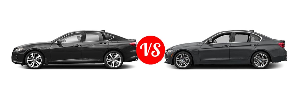 2022 Acura TLX Sedan FWD / SH-AWD vs. 2018 BMW 3 Series Sedan Hybrid 330e iPerformance - Side Comparison