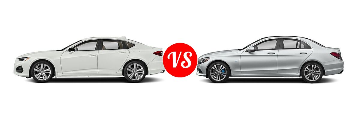 2022 Acura TLX Sedan w/Technology Package vs. 2018 Mercedes-Benz C-Class Sedan Hybrid C 350e - Side Comparison