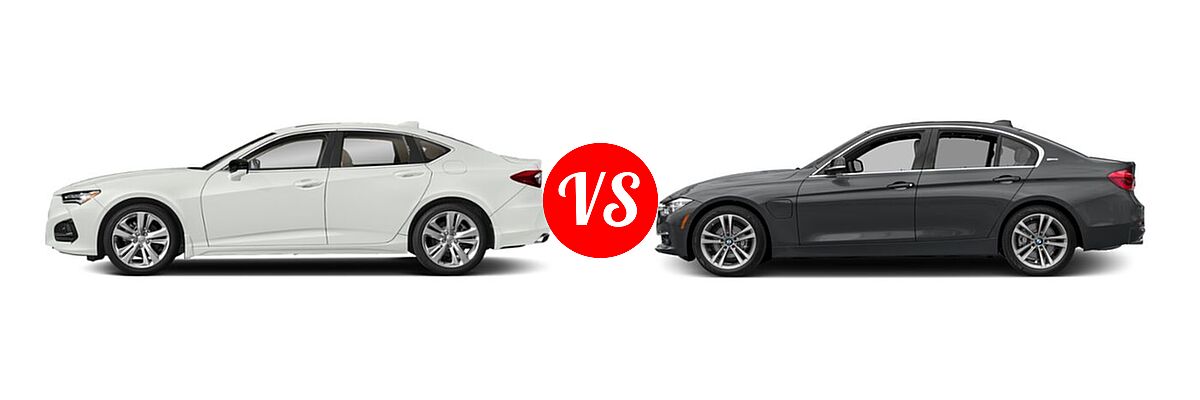 2022 Acura TLX Sedan w/Technology Package vs. 2018 BMW 3 Series Sedan Hybrid 330e iPerformance - Side Comparison