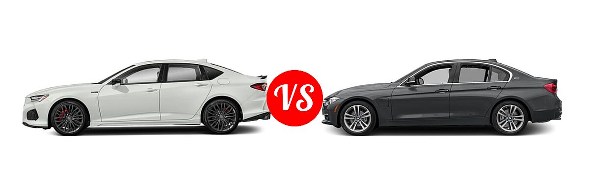 2022 Acura TLX Sedan w/A-Spec Package vs. 2018 BMW 3 Series Sedan Hybrid 330e iPerformance - Side Comparison