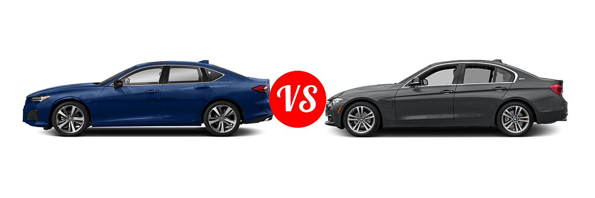 2022 Acura TLX Sedan w/Advance Package vs. 2018 BMW 3 Series Sedan Hybrid 330e iPerformance - Side Comparison