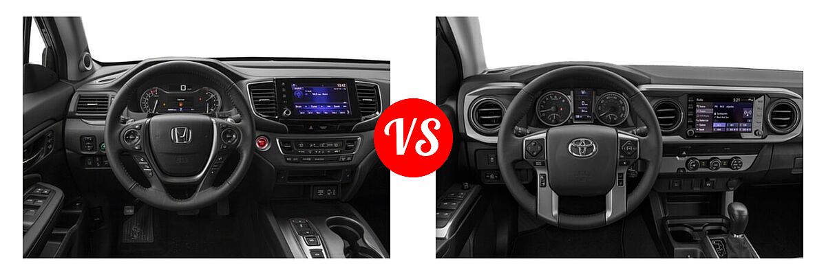 2022 Honda Ridgeline Pickup RTL vs. 2022 Toyota Tacoma Pickup SR5 - Dashboard Comparison