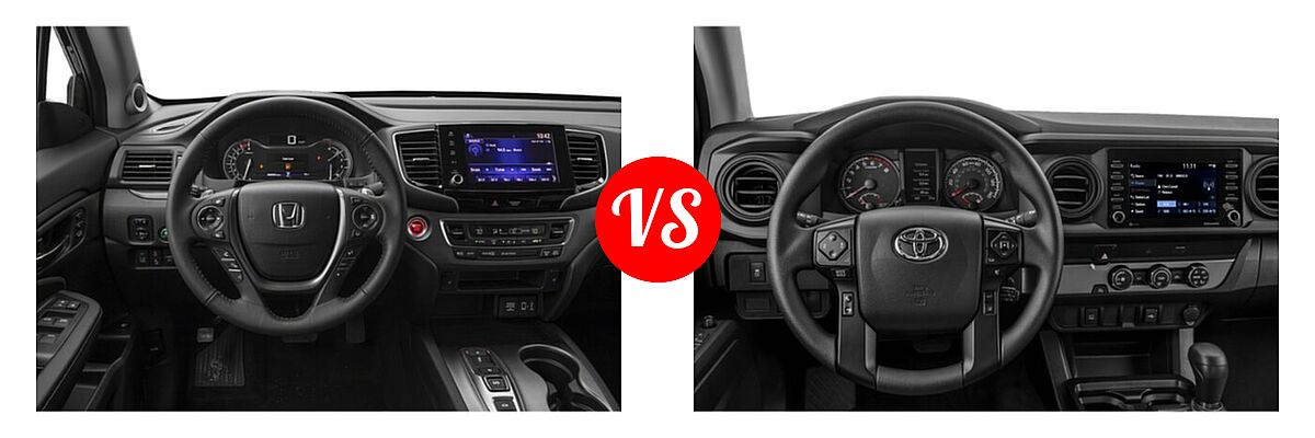 2022 Honda Ridgeline Pickup RTL vs. 2022 Toyota Tacoma Pickup SR - Dashboard Comparison