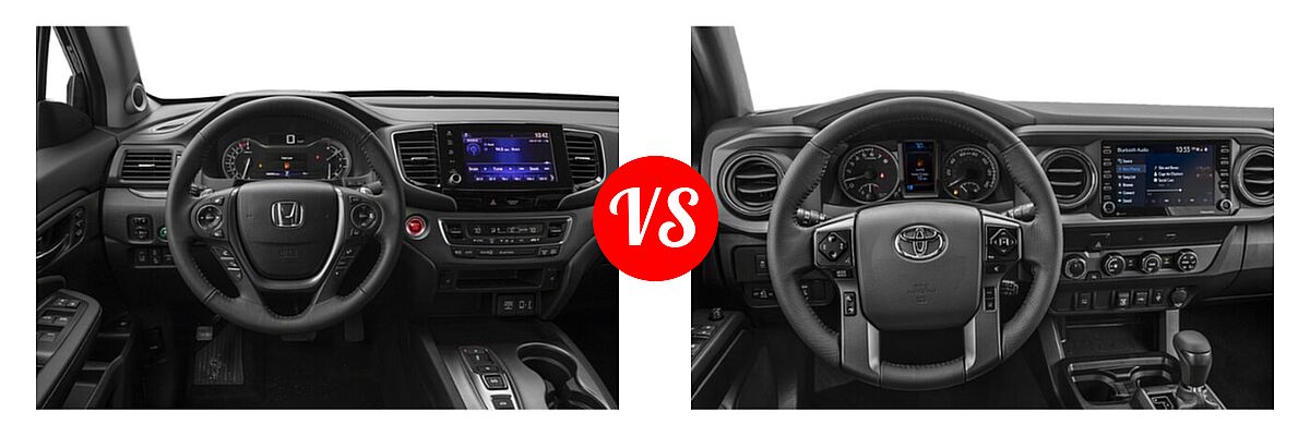 2022 Honda Ridgeline Pickup RTL vs. 2022 Toyota Tacoma Pickup TRD Off Road - Dashboard Comparison