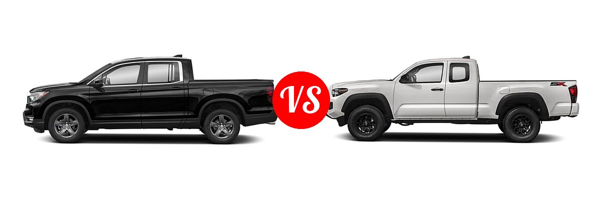 2022 Honda Ridgeline Pickup RTL vs. 2022 Toyota Tacoma Pickup SR - Side Comparison