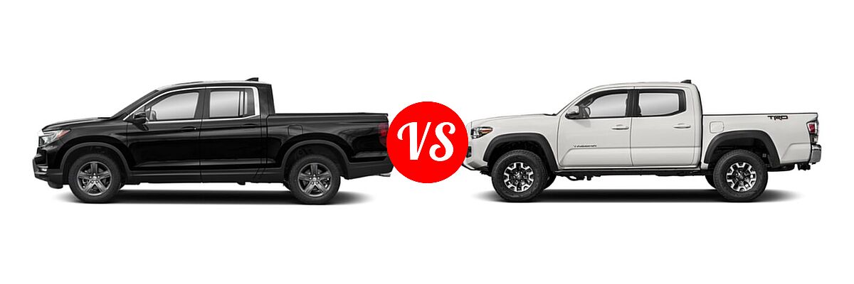 2022 Honda Ridgeline Pickup RTL vs. 2022 Toyota Tacoma Pickup TRD Off Road - Side Comparison