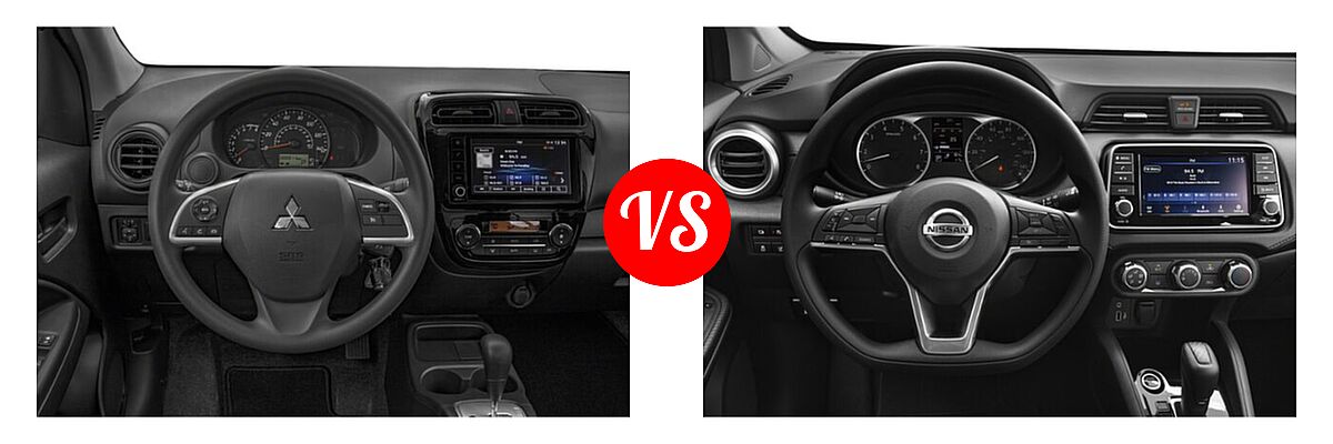 2022 Mitsubishi Mirage G4 Sedan ES / LE vs. 2022 Nissan Versa Sedan S / SV - Dashboard Comparison
