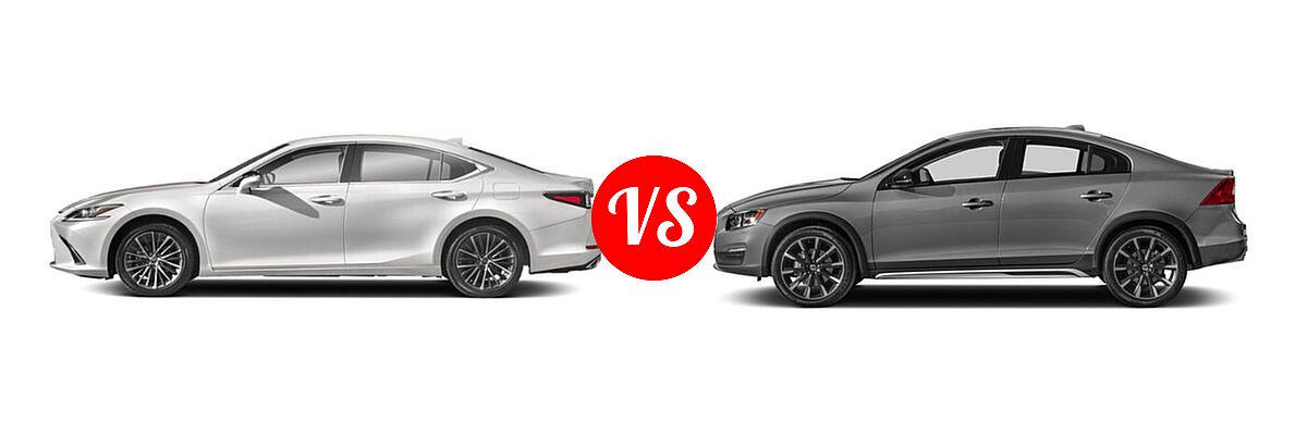 2022 Lexus ES 350 Sedan ES 350 / ES 350 Luxury / ES 350 Ultra Luxury vs. 2018 Volvo S60 Cross Country Sedan T5 AWD - Side Comparison