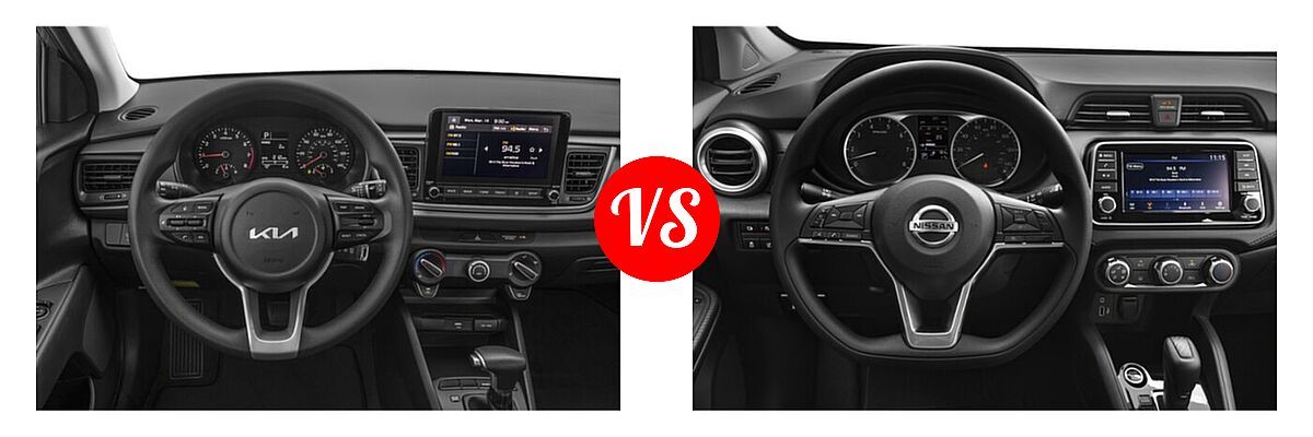 2022 Kia Rio Sedan LX vs. 2022 Nissan Versa Sedan S / SV - Dashboard Comparison
