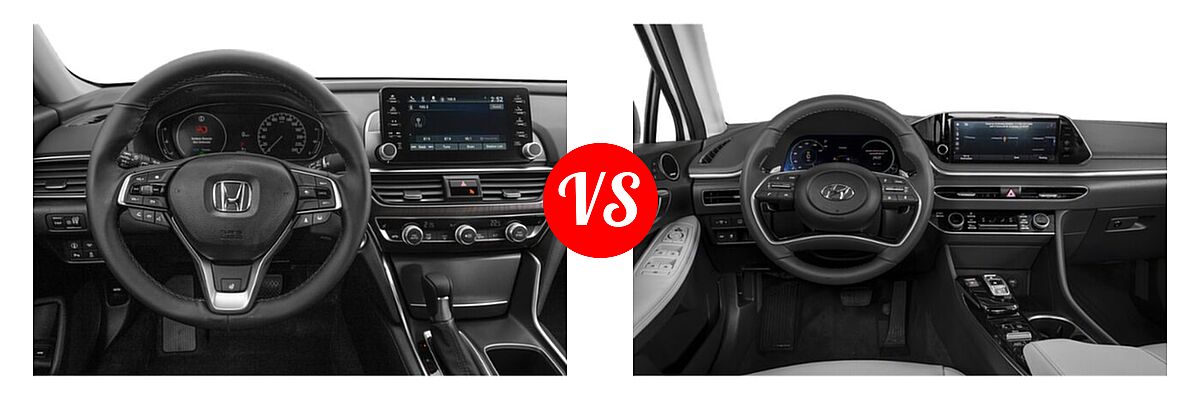 2022 Honda Accord Sedan LX vs. 2022 Hyundai Sonata Hybrid Sedan Hybrid Blue - Dashboard Comparison