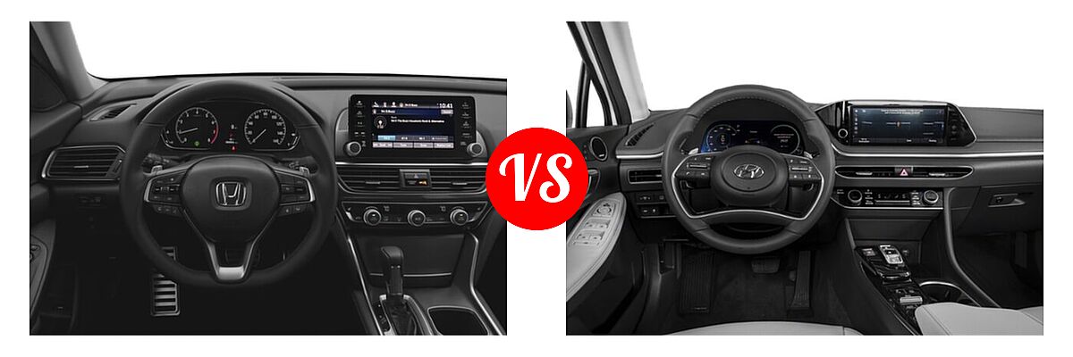 2022 Honda Accord Sedan Sport SE vs. 2022 Hyundai Sonata Hybrid Sedan Hybrid Blue - Dashboard Comparison