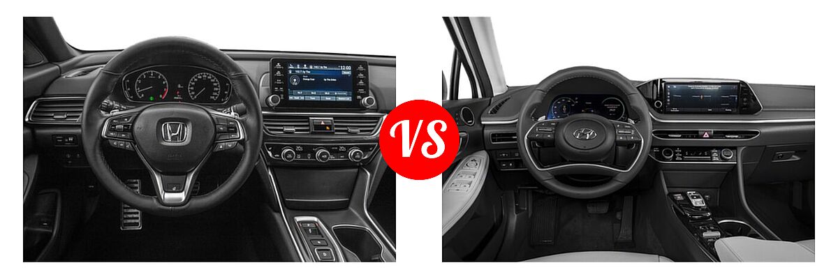 2022 Honda Accord Sedan Touring vs. 2022 Hyundai Sonata Hybrid Sedan Hybrid Blue - Dashboard Comparison