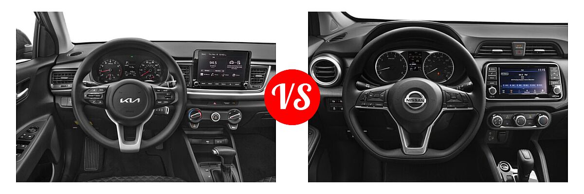 2022 Kia Rio Sedan S vs. 2022 Nissan Versa Sedan S / SV - Dashboard Comparison
