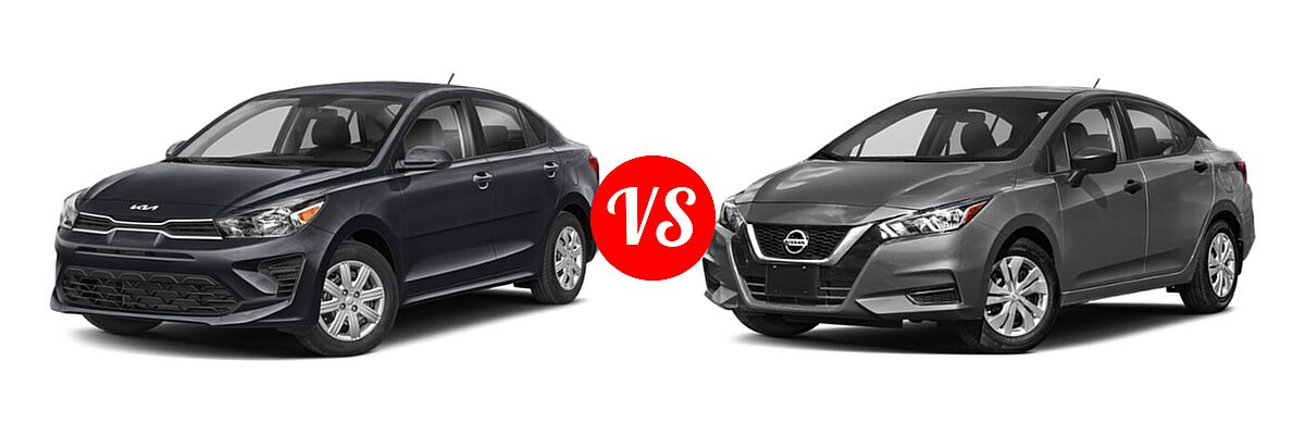 2022 Kia Rio Sedan S vs. 2022 Nissan Versa Sedan S / SV - Front Left Comparison
