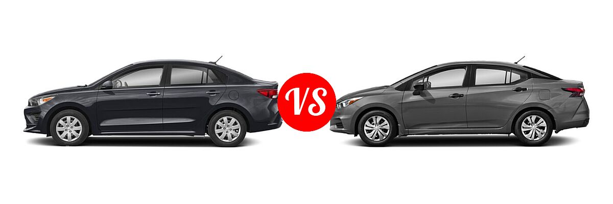 2022 Kia Rio Sedan S vs. 2022 Nissan Versa Sedan S / SV - Side Comparison