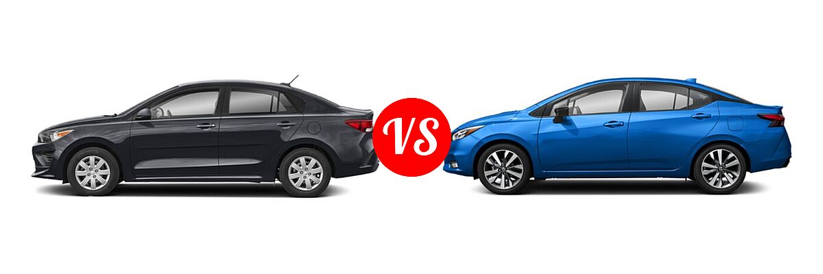 2022 Kia Rio Sedan S vs. 2022 Nissan Versa Sedan SR - Side Comparison