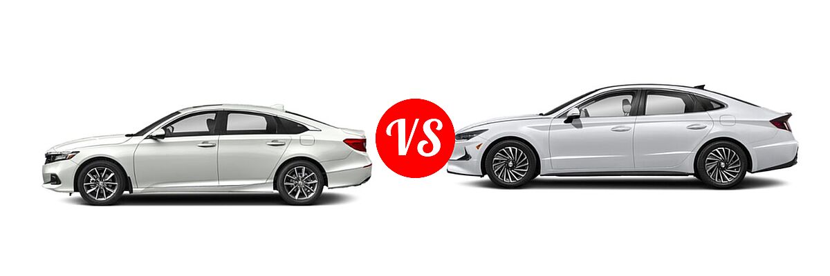 2022 Honda Accord Sedan LX vs. 2022 Hyundai Sonata Hybrid Sedan Hybrid Blue - Side Comparison