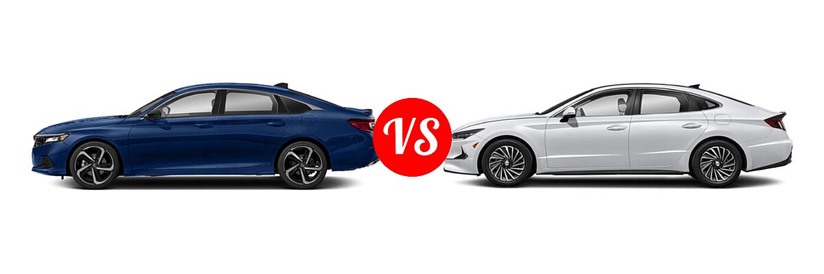2022 Honda Accord Sedan Sport SE vs. 2022 Hyundai Sonata Hybrid Sedan Hybrid Blue - Side Comparison