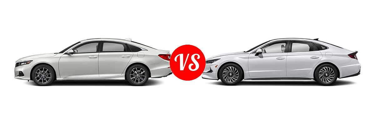 2022 Honda Accord Sedan EX-L vs. 2022 Hyundai Sonata Hybrid Sedan Hybrid Blue - Side Comparison