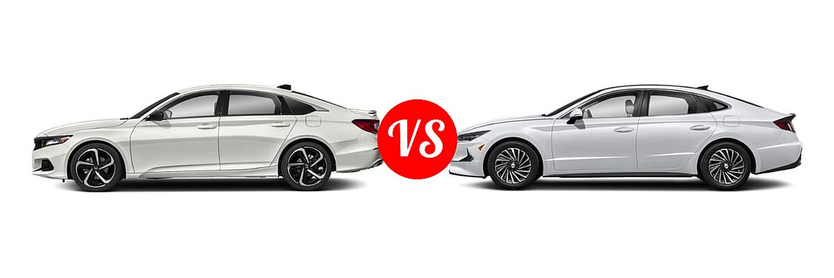 2022 Honda Accord Sedan Sport vs. 2022 Hyundai Sonata Hybrid Sedan Hybrid Blue - Side Comparison