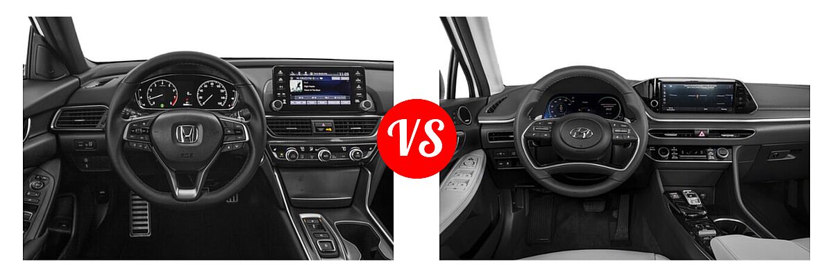 2022 Honda Accord Sedan Sport vs. 2022 Hyundai Sonata Hybrid Sedan Hybrid Blue - Dashboard Comparison