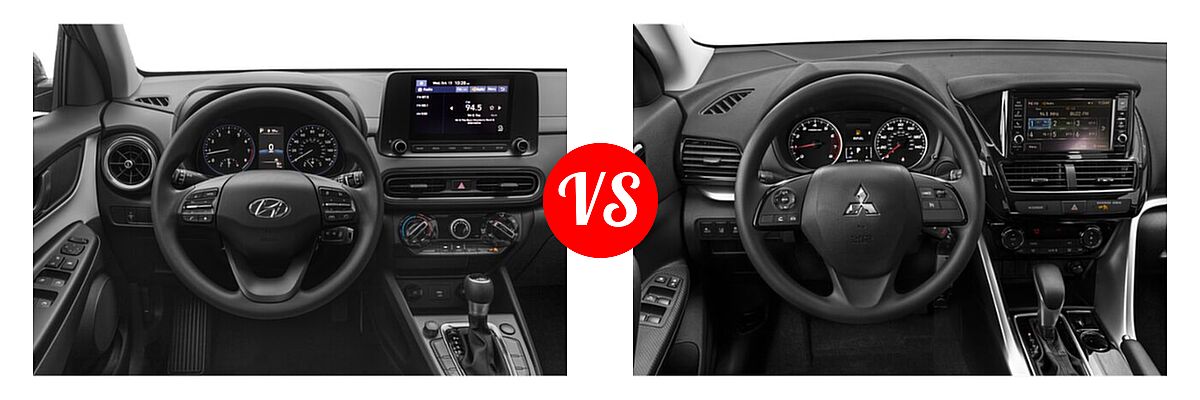 2022 Hyundai Kona SUV SE vs. 2022 Mitsubishi Eclipse Cross SUV ES / LE / SE / SEL - Dashboard Comparison