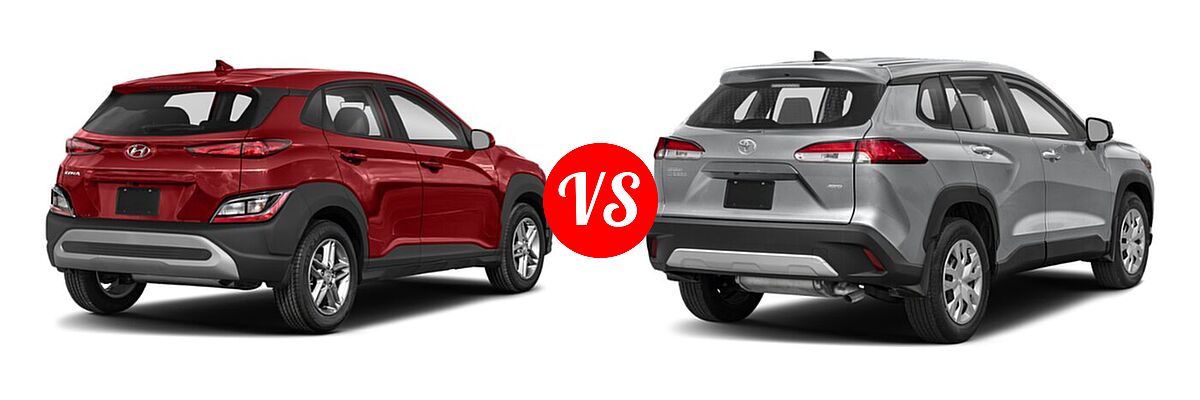 2022 Hyundai Kona SUV SE vs. 2022 Toyota Corolla Cross SUV L / XLE - Rear Right Comparison
