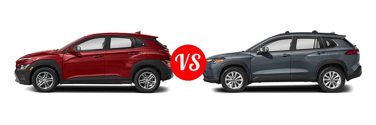2022 Hyundai Kona SUV SE vs. 2022 Toyota Corolla Cross SUV LE - Side Comparison