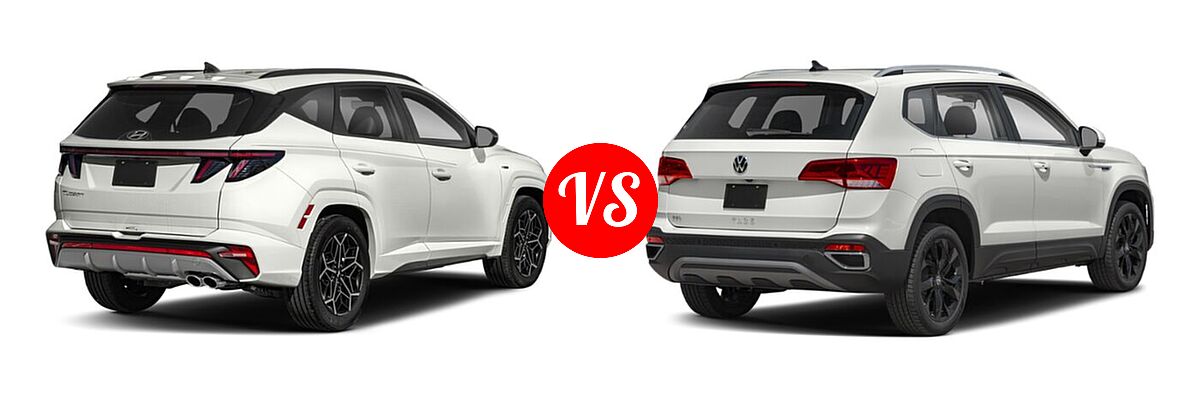 2022 Hyundai Tucson SUV N Line vs. 2022 Volkswagen Taos SUV SEL - Rear Right Comparison