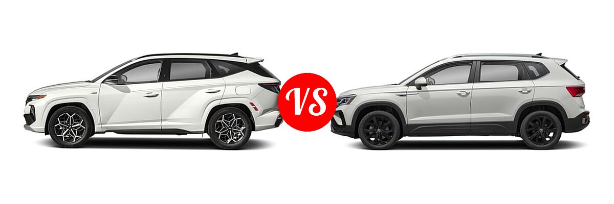 2022 Hyundai Tucson SUV N Line vs. 2022 Volkswagen Taos SUV SEL - Side Comparison