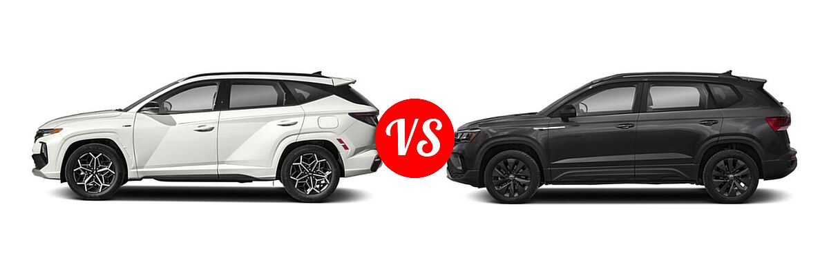 2022 Hyundai Tucson SUV N Line vs. 2022 Volkswagen Taos SUV S - Side Comparison