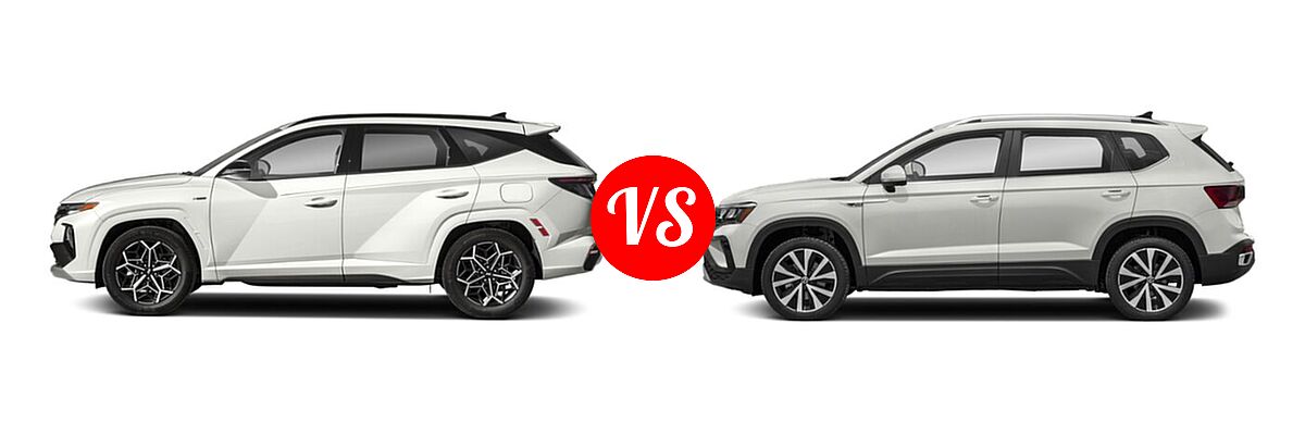 2022 Hyundai Tucson SUV N Line vs. 2022 Volkswagen Taos SUV SE - Side Comparison