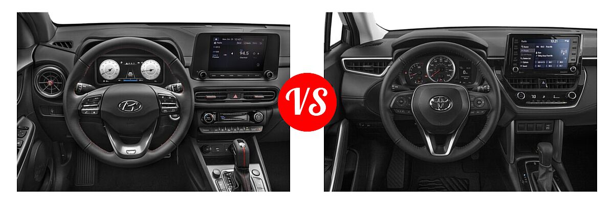 2022 Hyundai Kona SUV N Line vs. 2022 Toyota Corolla Cross SUV LE - Dashboard Comparison
