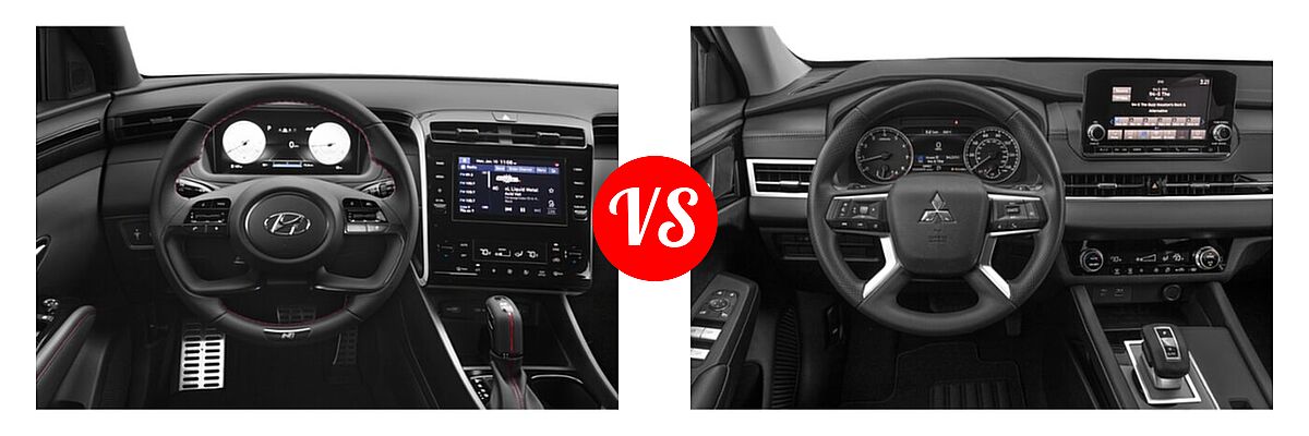 2022 Hyundai Tucson SUV N Line vs. 2022 Mitsubishi Outlander SUV ES / SE / SE Launch Edition - Dashboard Comparison
