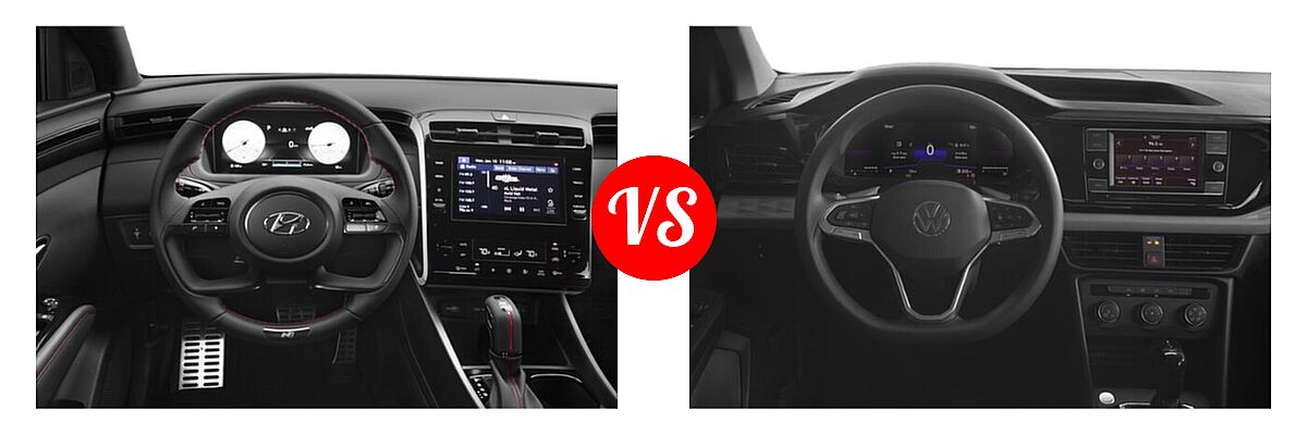 2022 Hyundai Tucson SUV N Line vs. 2022 Volkswagen Taos SUV S - Dashboard Comparison