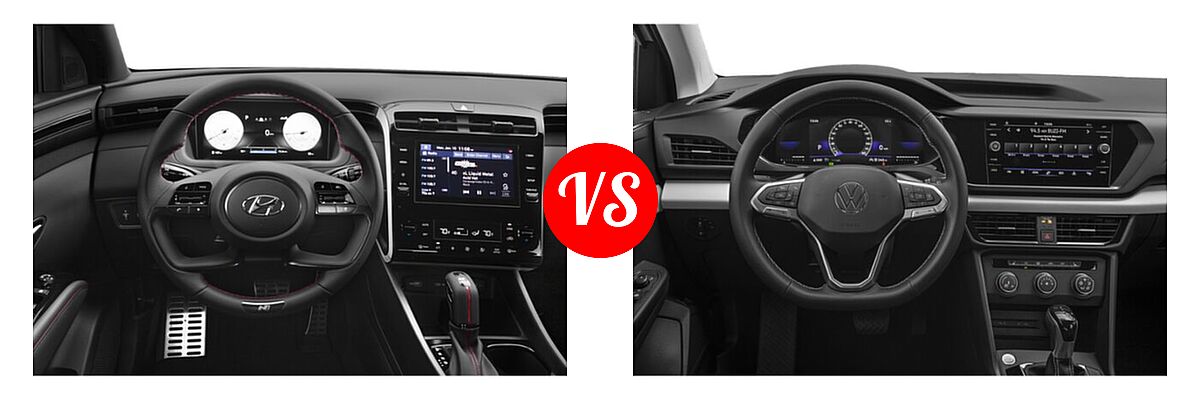 2022 Hyundai Tucson SUV N Line vs. 2022 Volkswagen Taos SUV SE - Dashboard Comparison