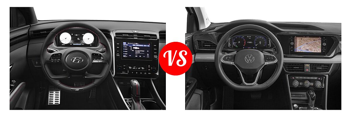 2022 Hyundai Tucson SUV N Line vs. 2022 Volkswagen Taos SUV SEL - Dashboard Comparison