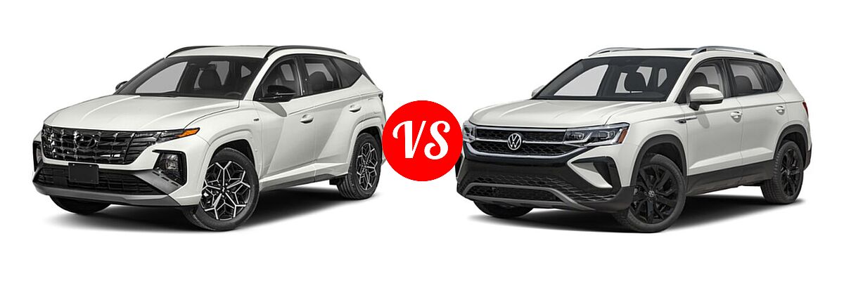 2022 Hyundai Tucson SUV N Line vs. 2022 Volkswagen Taos SUV SEL - Front Left Comparison