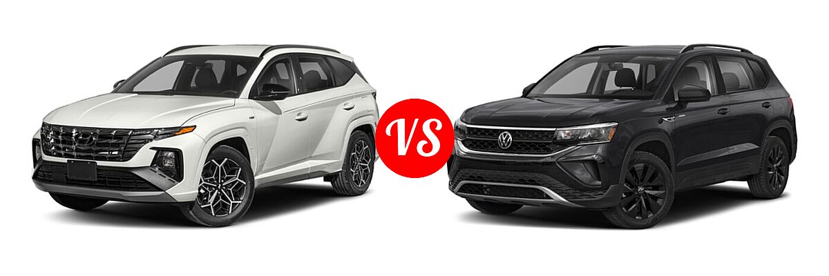 2022 Hyundai Tucson SUV N Line vs. 2022 Volkswagen Taos SUV S - Front Left Comparison