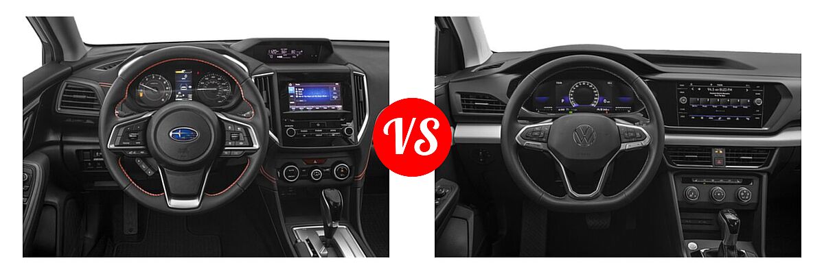 2022 Subaru Crosstrek SUV Premium vs. 2022 Volkswagen Taos SUV SE - Dashboard Comparison