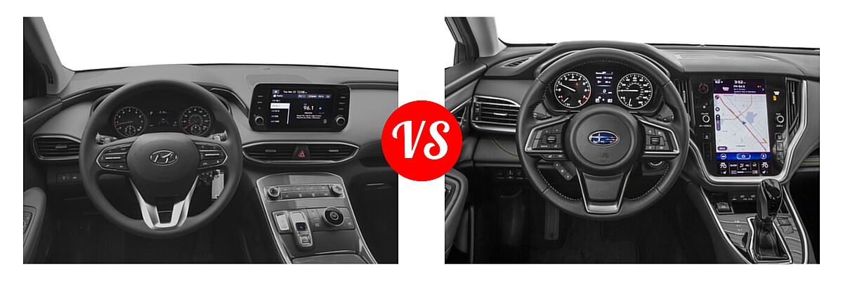 2022 Hyundai Santa Fe SUV SE vs. 2022 Subaru Outback SUV Onyx Edition XT - Dashboard Comparison