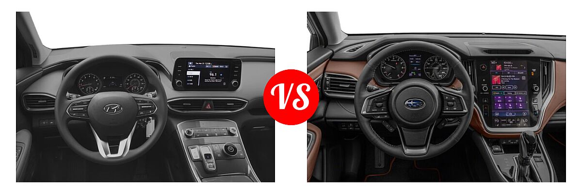 2022 Hyundai Santa Fe SUV SE vs. 2022 Subaru Outback SUV Touring - Dashboard Comparison