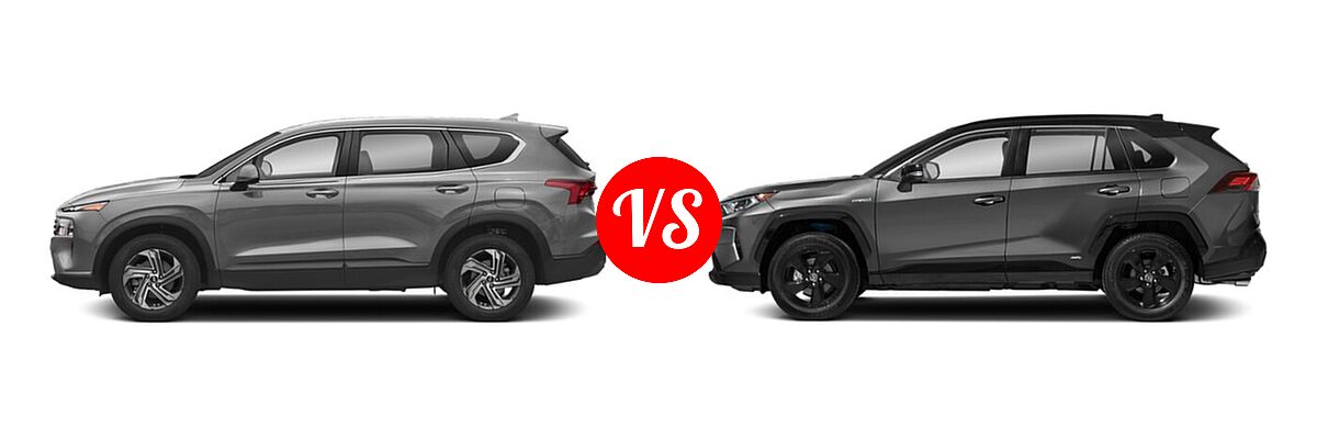 2022 Hyundai Santa Fe SUV SE vs. 2022 Toyota RAV4 Hybrid SUV Hybrid Hybrid XSE - Side Comparison