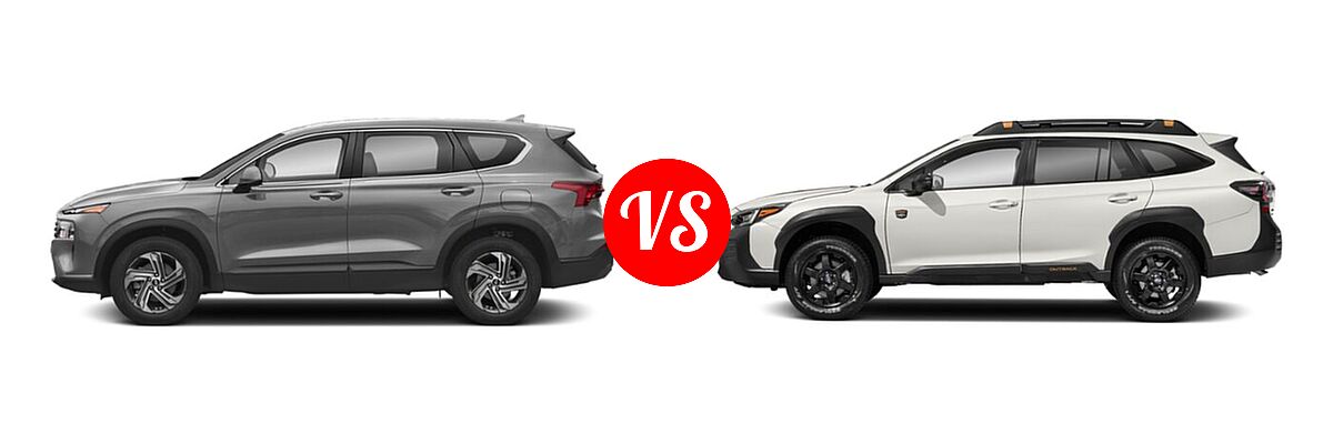 2022 Hyundai Santa Fe SUV SE vs. 2022 Subaru Outback SUV Wilderness - Side Comparison