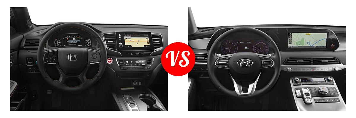 2022 Honda Passport SUV TrailSport vs. 2022 Hyundai Palisade SUV SEL - Dashboard Comparison