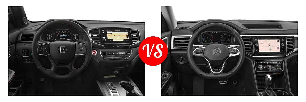 2022 Honda Passport SUV TrailSport vs. 2022 Volkswagen Atlas SUV 3.6L V6 SEL Premium R-Line / 3.6L V6 SEL R-Line Black - Dashboard Comparison